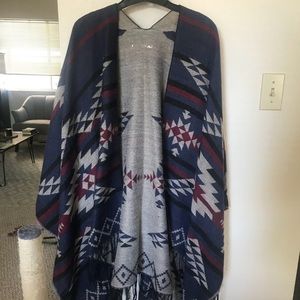 Aztec Pattern Oversize  Boho Poncho